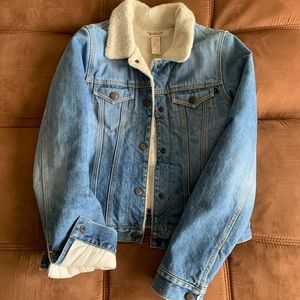 Vintage A&F Sherpa Lined Jean Jacket - medium